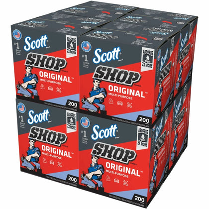 Scott Original Shop Towels: Absorbent & Strong for Grease Liquid Oil - 200/Box - Sponges Cleaning Pads Wipers