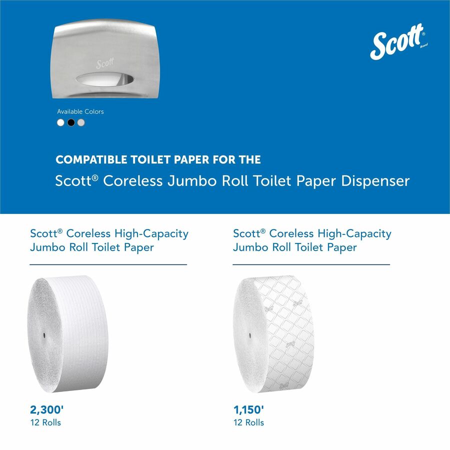 Scott Pro Coreless Jumbo Roll Toilet Paper Dispenser - 1 x - 9.38’’ Diameter - Bathroom Tissue Dispensers