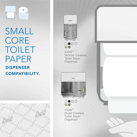 Scott Pro Paper Core High-Capacity Standard Roll Toilet with Elevated Design - 2 Ply - 4’’ Width x 3.70’’ Length