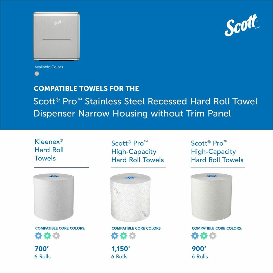 Scott Pro Recessed Hard Roll Towel Narrow Dispenser Housing - No Trim Panel - Rear