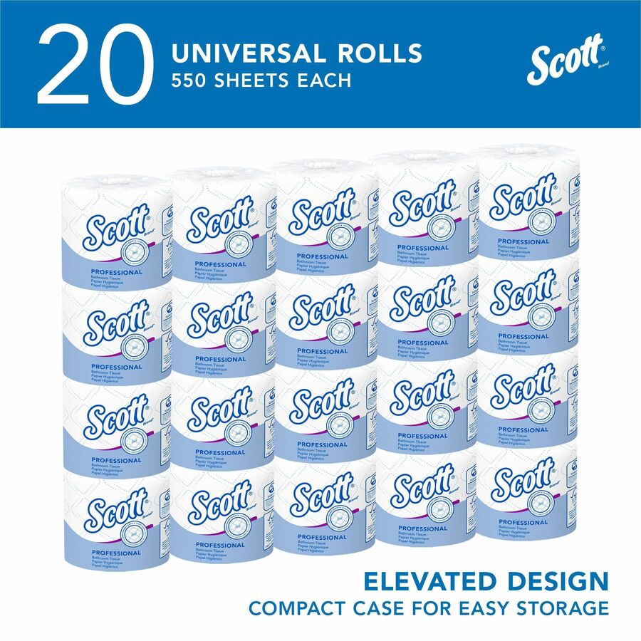 Scott Professional Standard Roll Toilet Paper with Elevated Design - 2 Ply - 4’’ Width x Length - 550 Sheets/Roll