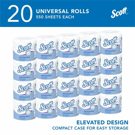 Scott Professional Standard Roll Toilet Paper with Elevated Design - 2 Ply - 4’’ Width x Length - 550 Sheets/Roll