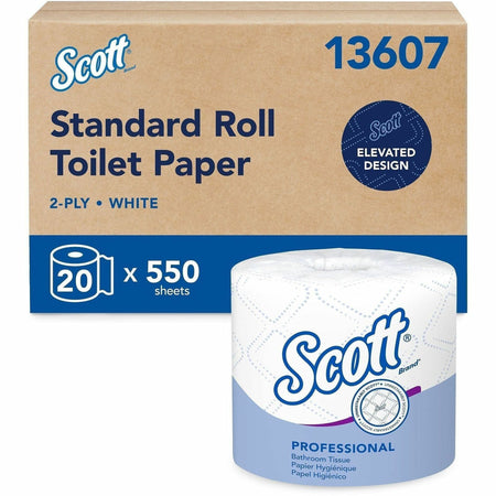 Scott Professional Standard Roll Toilet Paper with Elevated Design - 2 Ply - 4’’ Width x Length - 550 Sheets/Roll