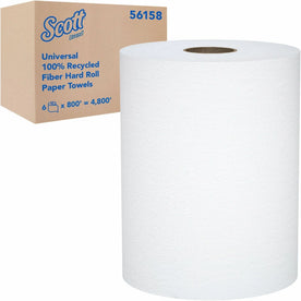 Scott® Hard Roll Paper Towels - 100% Recycled Fiber - White - 6/Carton