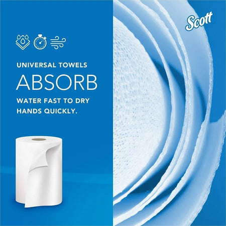 Scott® Hard Roll Paper Towels - 100% Recycled Fiber - White - 6/Carton