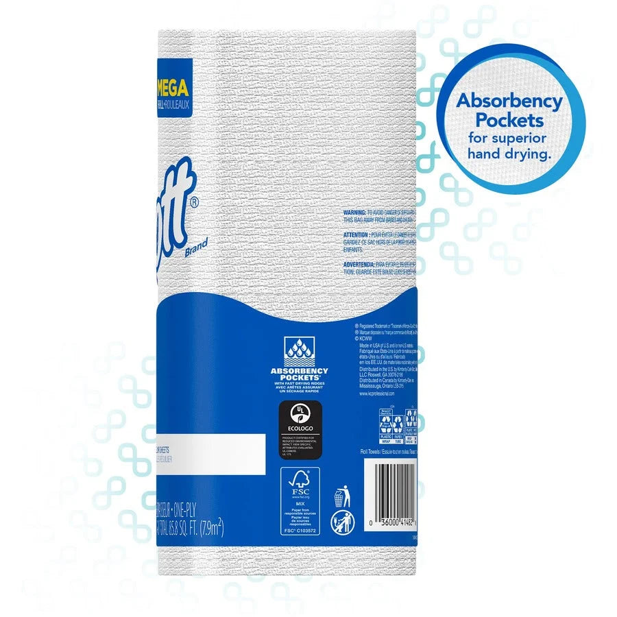 Scott® Kitchen Paper Towels - Fast-Drying Absorbency Pockets - 1 Ply - 128 Sheets - White