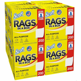 Scott Rags In A Box™: Soft Strong Lint-free Cleaning - 200/Box - Sponges Pads & Wipers