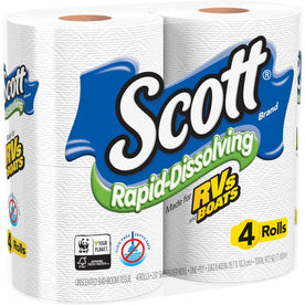 Scott Rapid-Dissolving Toilet Paper - WhitePack - 4/Pack - 12/Carton - Bathroom Tissue
