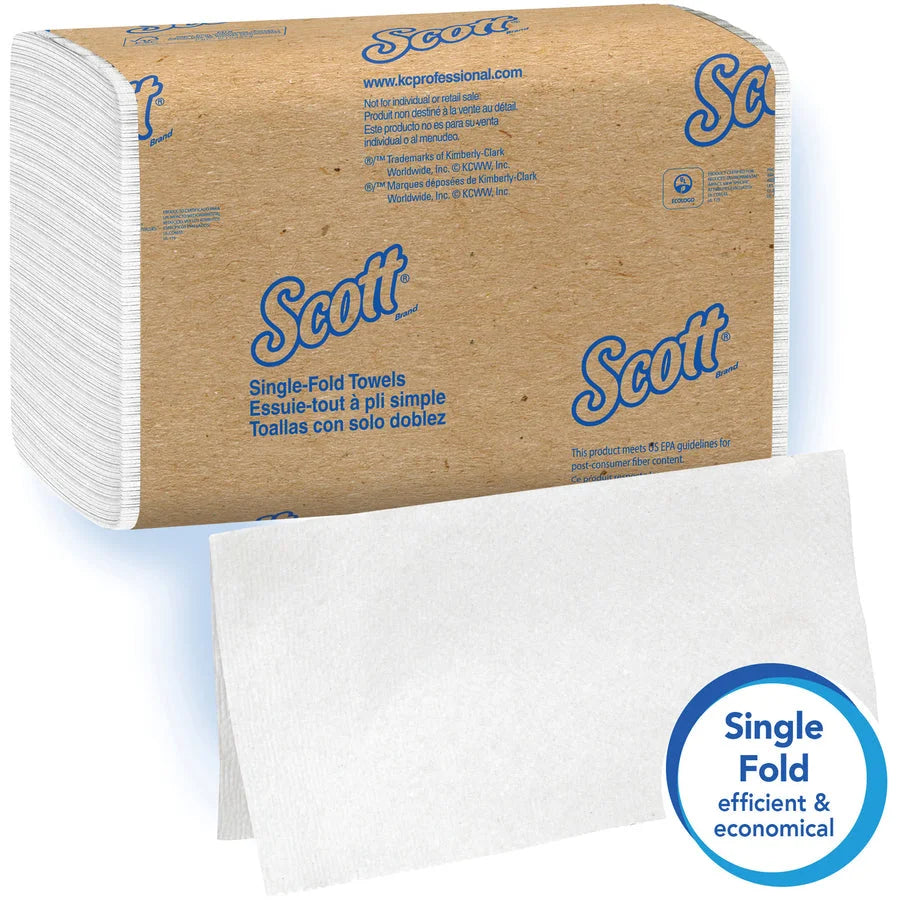 Scott Single-Fold Towels - White - 9.30’’ x 10.50’’ - 250/Pack - 16/Carton - Paper