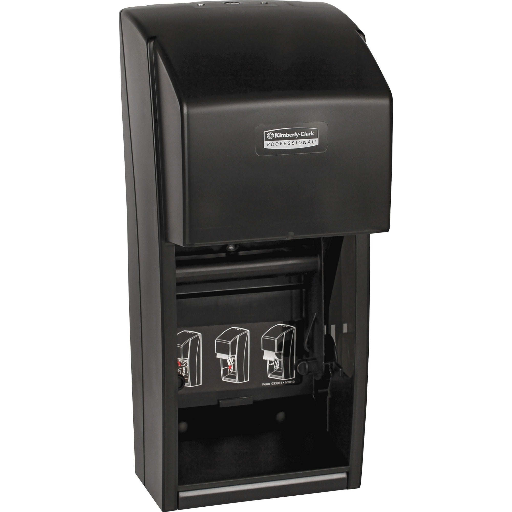 Scott Vertical Double Roll Toilet Paper Dispenser - 13.6’’ Height x 6’’ Width 6.6’’ Depth - Smoke Gray - Lockable - 1