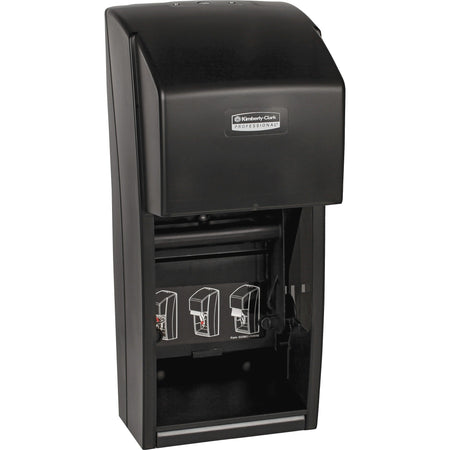 Scott Vertical Double Roll Toilet Paper Dispenser - 13.6’’ Height x 6’’ Width 6.6’’ Depth - Smoke Gray - Lockable - 1