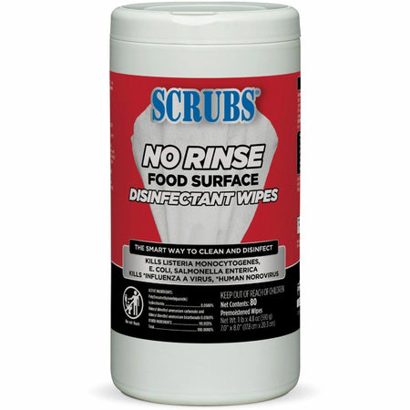 SCRUBS Food Surface Disinfectant Wipes - Rinse-Free Pre-Moistened - 80 - Cleaning