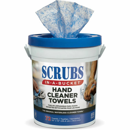 SCRUBS Hand Cleaner Towels - Blue - 72/Tub - 12’’x10’’ - 1 Each - Soaps/Cleaners