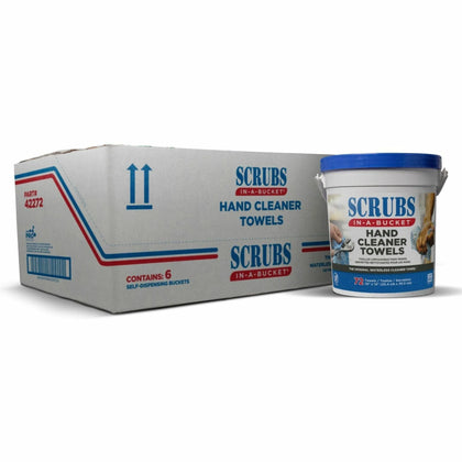 SCRUBS Hand Cleaner Towels - Blue - 72/Tub - 6/Carton - Soaps/Cleaners