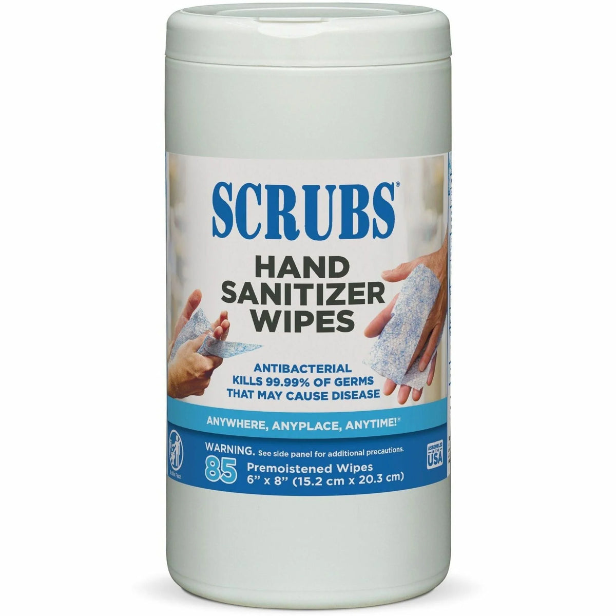 SCRUBS Hand Sanitizer Wipes - Blue & White Tub - 85 - 6 Cartons - Sanitizers