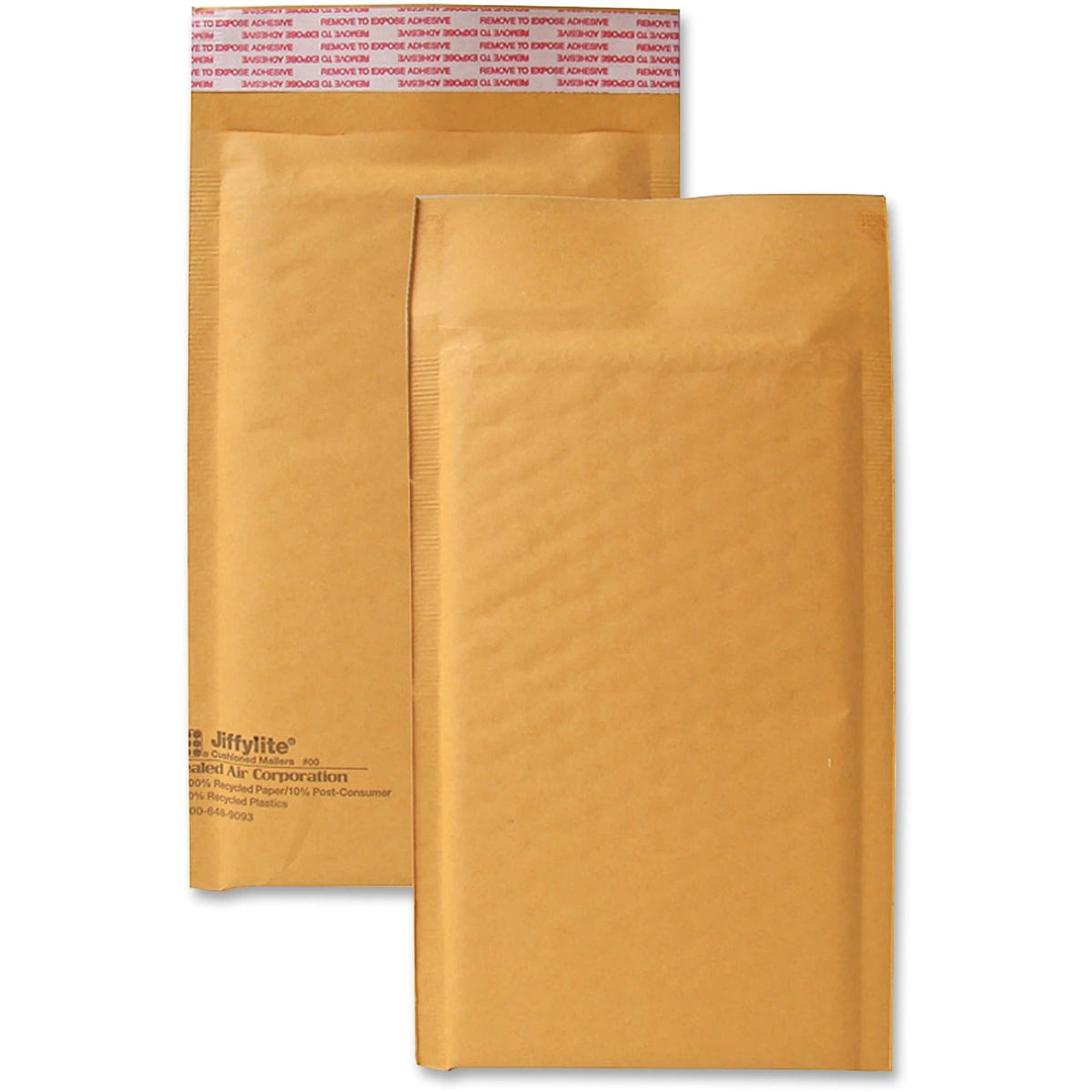Sealed Air JiffyLite Bubble Mailers - #00 - 5x10 - Peel & Seal - Kraft - 25/Carton