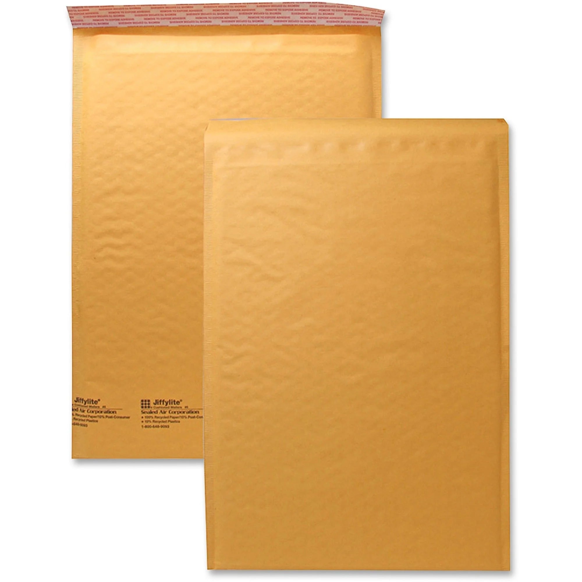 Sealed Air JiffyLite Bubble Mailers - #5 - 10.5’’ x 16’’ - Peel & Seal - Kraft - 25/Carton