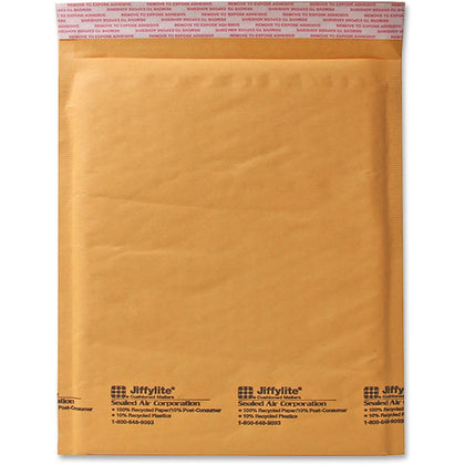 Sealed Air JiffyLite Bubble Mailers - #6 - 12 1/2’’ x 19’’ - Peel & Seal - Kraft - 50/Carton
