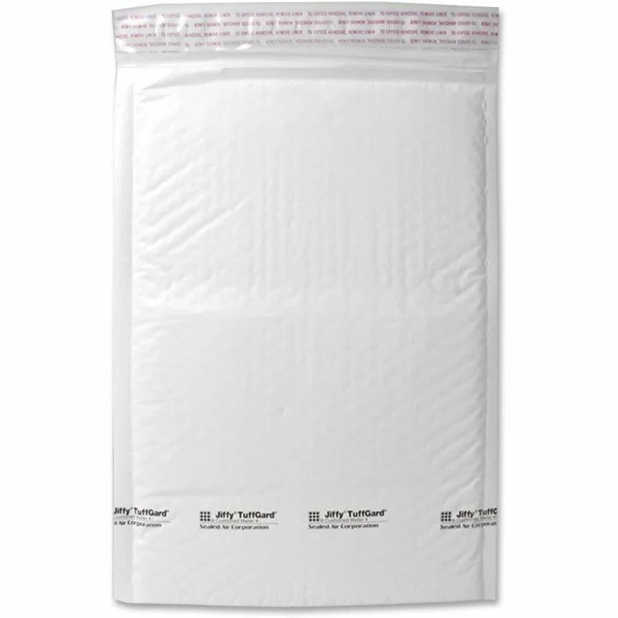 Sealed Air Tuffgard Premium Bubble Mailers - #5 - 10.5’’ x 16’’ - White Poly - 25/Carton