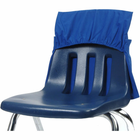 Seat Sack One-Pocket Elastic Back Chair Sacks - Blue Poly Cotton - 10/Carton - Storage Pouches
