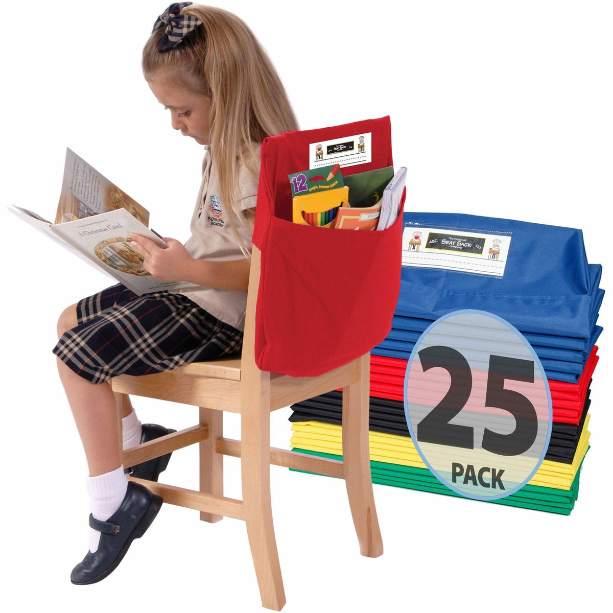 Seat Sack 25-Count 1-Pocket Seat Sack with Elastic Back Classroom Pack - 2000