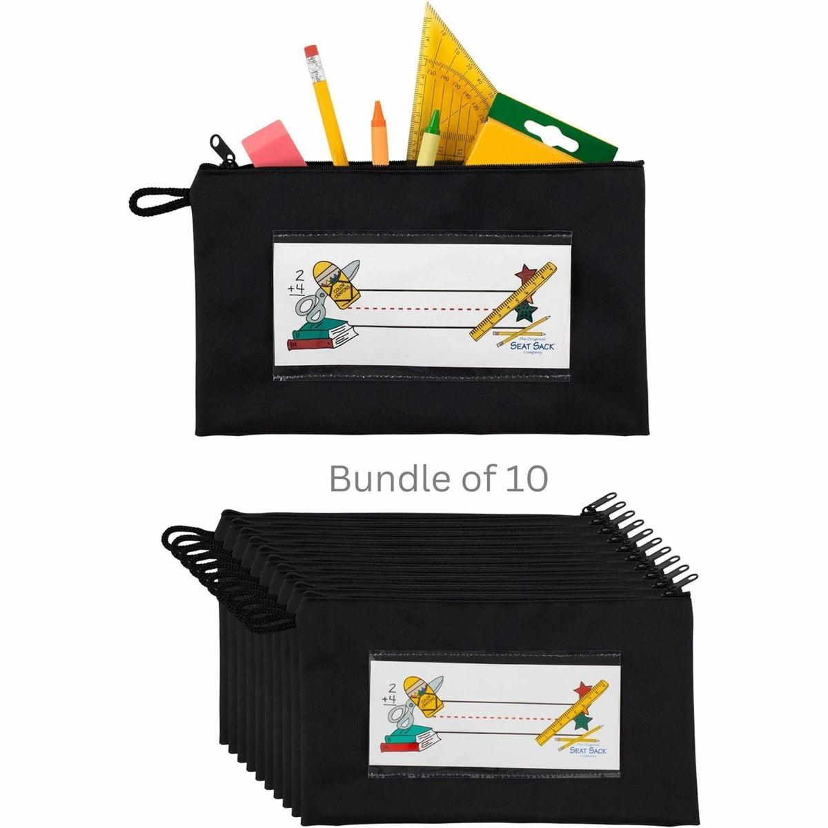 Seat Sack Pencil Pouch with Zipper Bundle - 10/Carton - Storage Pouches