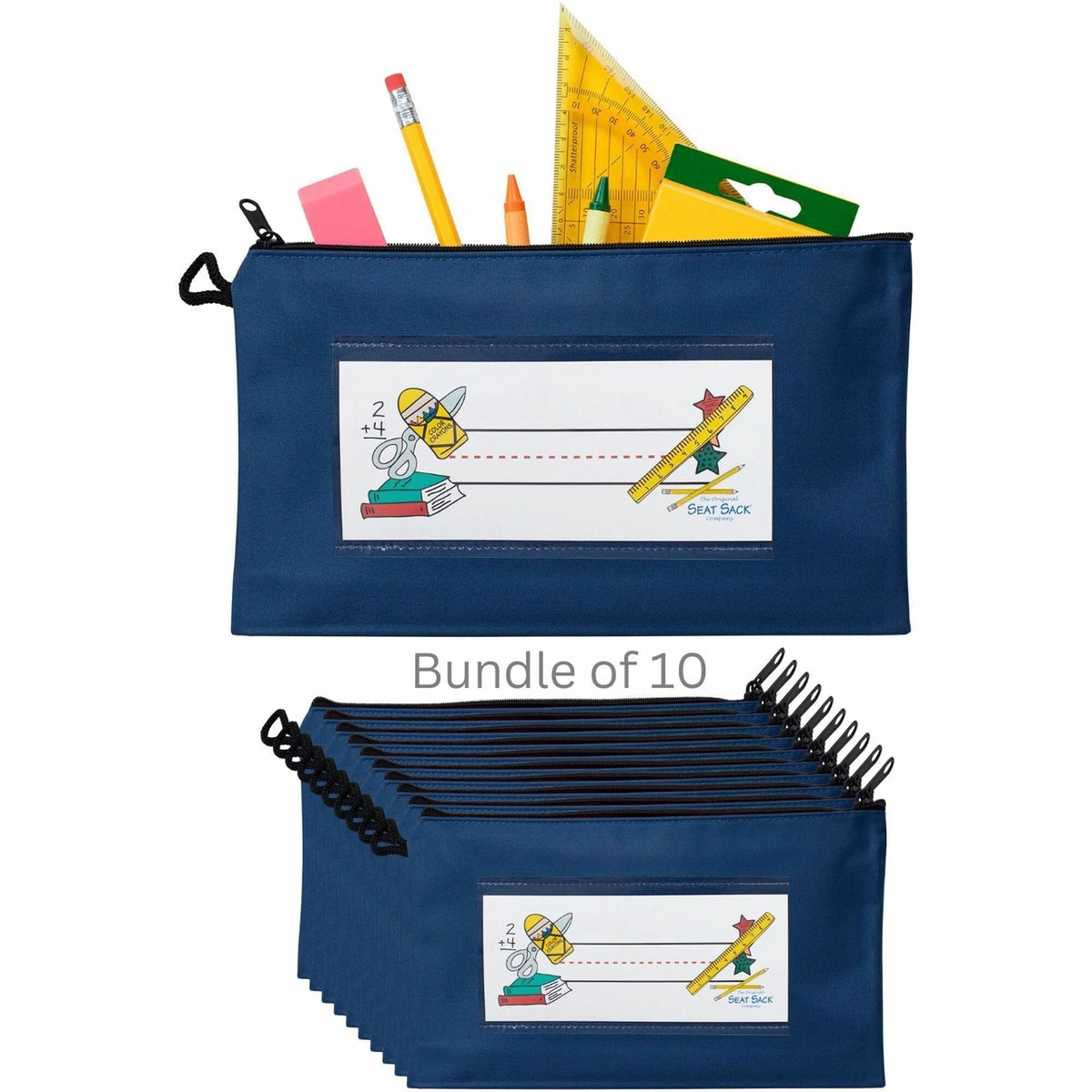 Seat Sack Pencil Pouch with Zipper Bundle - 10/Carton - Storage Pouches