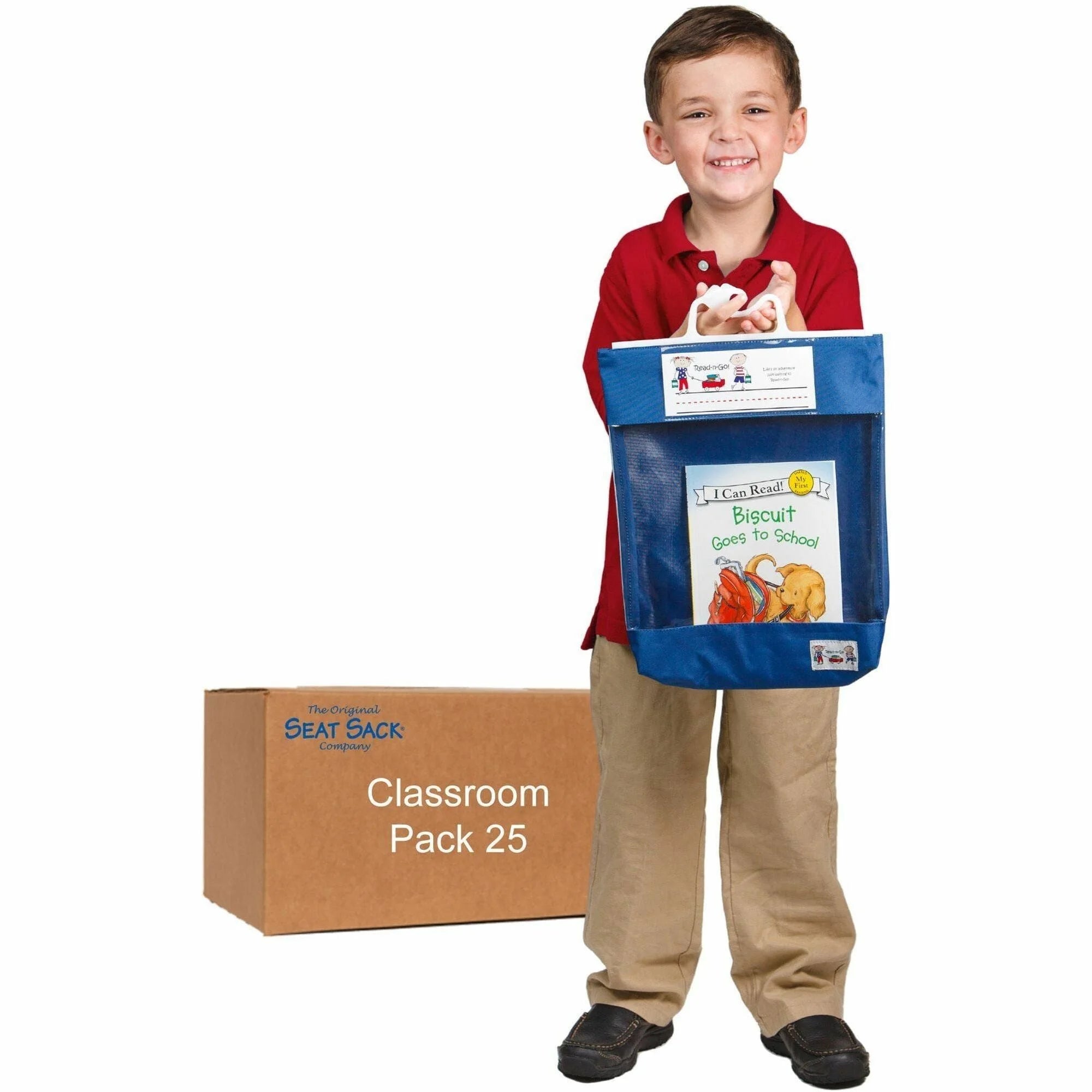 Seat Sack Read-n-Go Carrying Case: Blue Book Pouch - Durable Poly Cotton Fabric - 16’’x10.5’’x2’’ - Bags