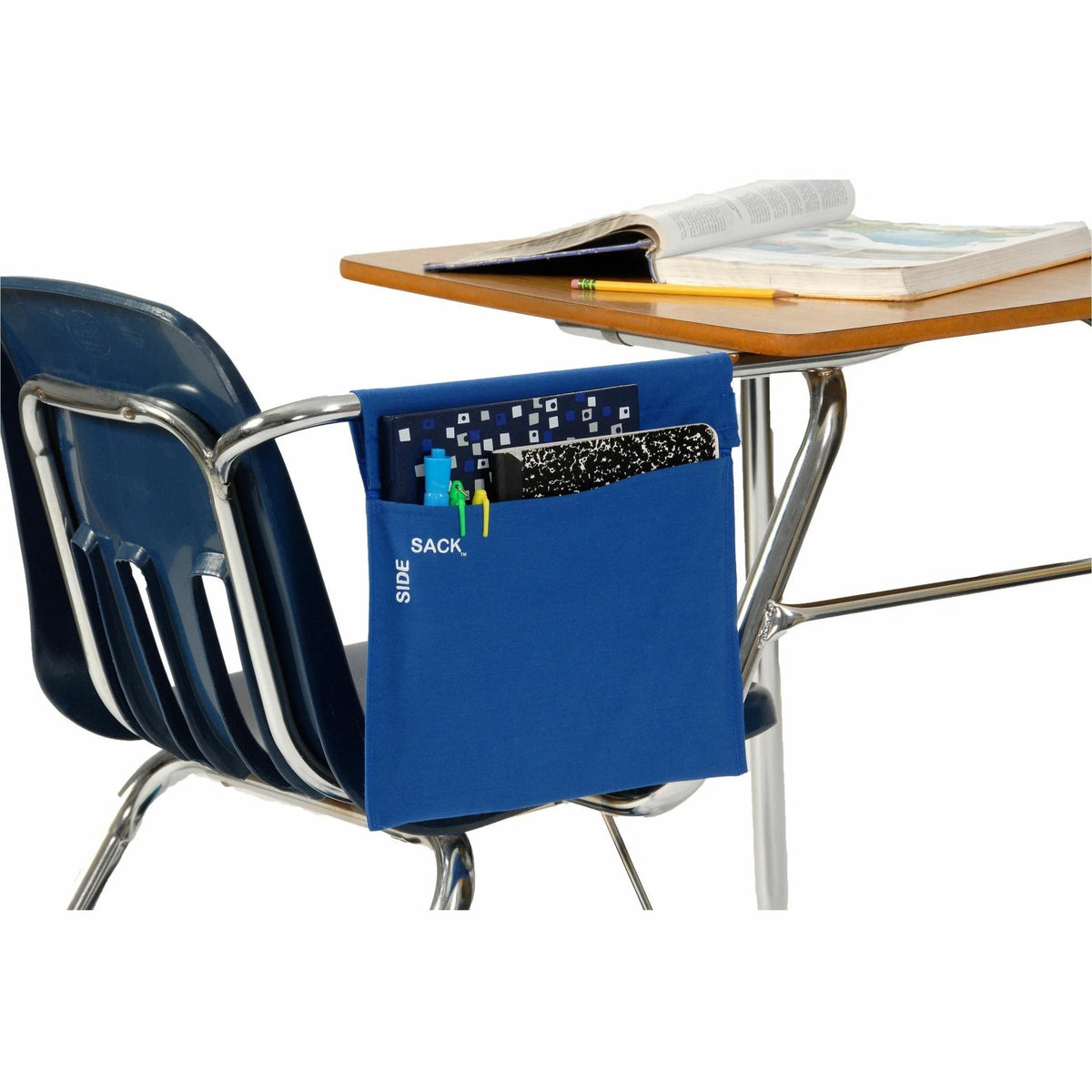 Seat Sack Side Sacks: Desk Organizer with Hook & Loop Closure - Blue - Storage Pouches