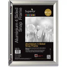 Seco Classic Snap Frame - 8.50’’ x 11’’ Size - Rectangle - Black - Aluminum - Silver - 1 Each - Frames & Plaques