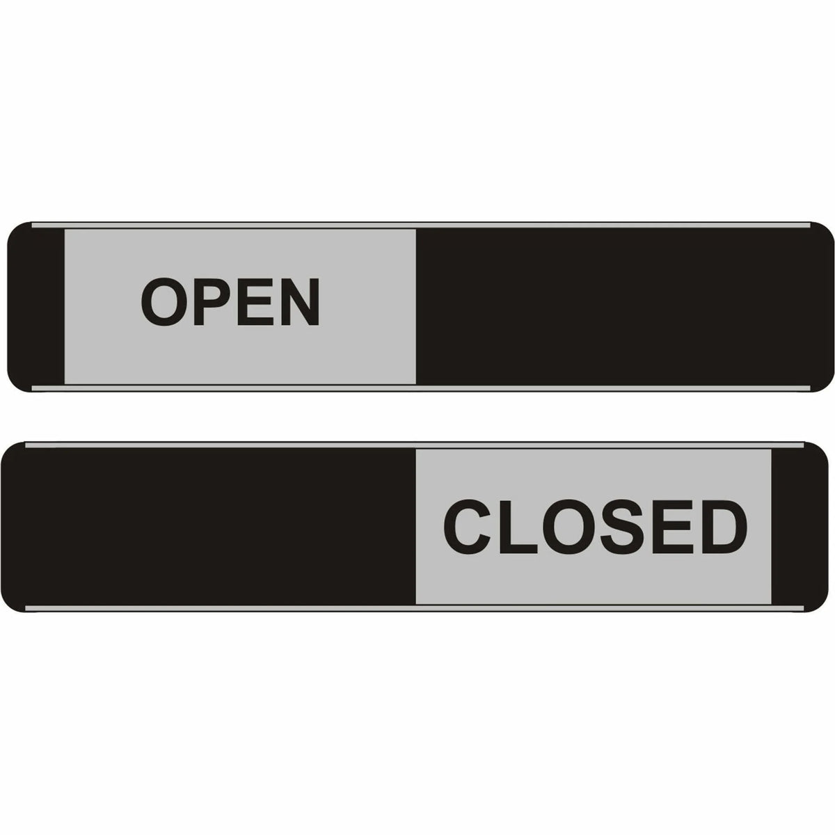 Seco Door Signs: ’Open/Closed’ Print - 10’’x2’’ - Aluminum/PVC - Multicolor - Signs & Nameplates