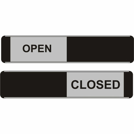 Seco Door Signs: ’Open/Closed’ Print - 10’’x2’’ - Aluminum/PVC - Multicolor - Signs & Nameplates