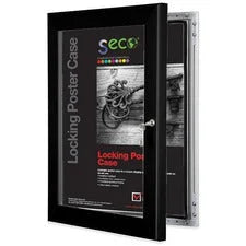 Seco Locking Poster Case - 11’’ x 14’’ Frame Size - Rectangle - Portrait Landscape - Black - Weather Proof Shatter