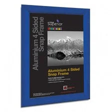 Seco Mitred Snap Frame - 18’’ x 24’’ Size - Rectangle - Durable - Aluminum - Blue - 1 Each - Frames & Plaques