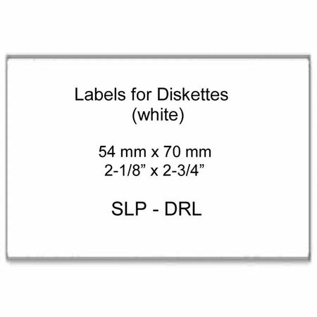 Seiko Diskette Label - 2 3/4’’ Width x 1/8’’ Length - Permanent Adhesive - Rectangle - Direct Thermal - White - Paper