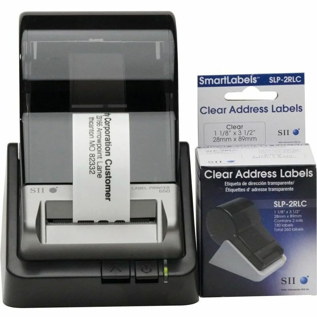 Seiko Self-adhesive Address Labels - Clear Rectangle - 130 Labels/Roll - Label Maker Supplies