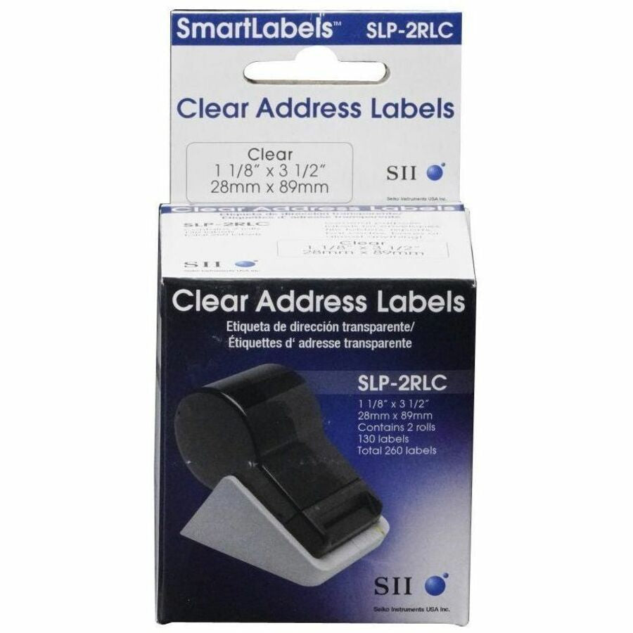 Seiko Self-adhesive Address Labels - Clear Rectangle - 130 Labels/Roll - Label Maker Supplies