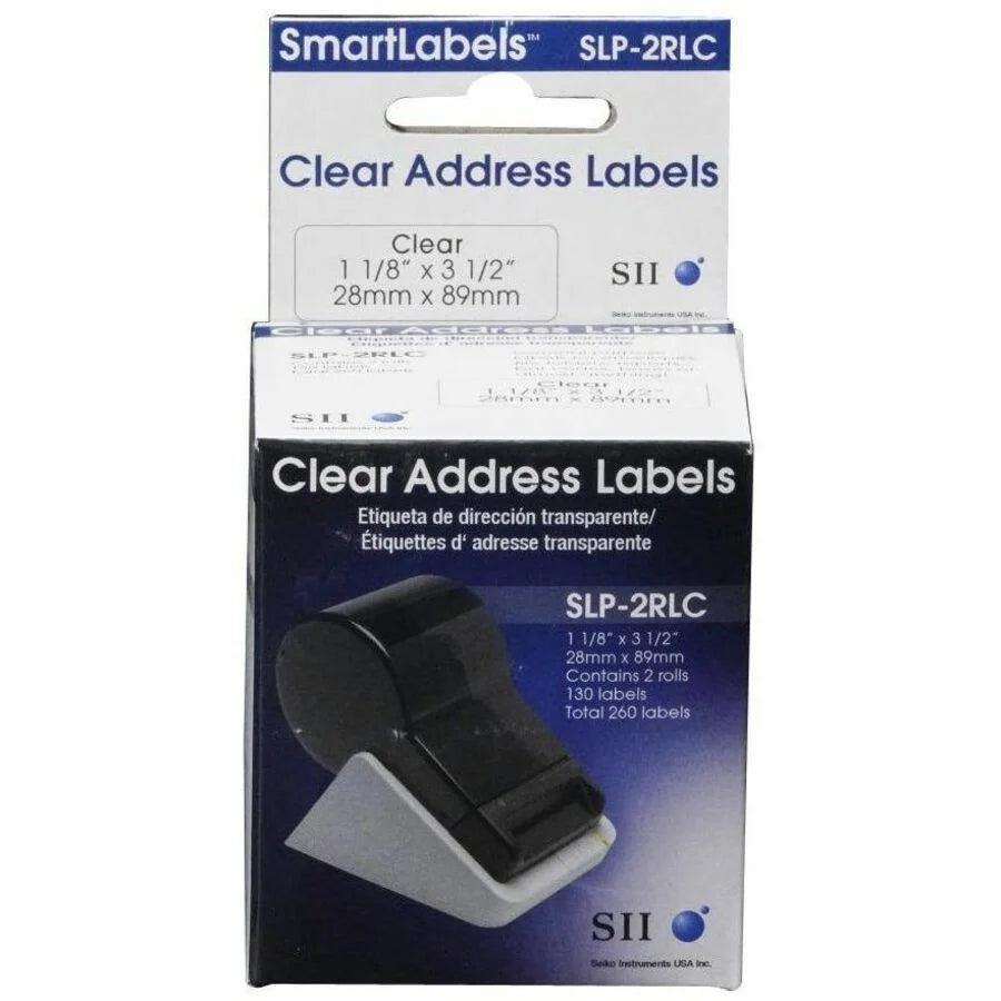 Seiko Self-adhesive Address Labels - Clear Rectangle - 130 Labels/Roll - Label Maker Supplies