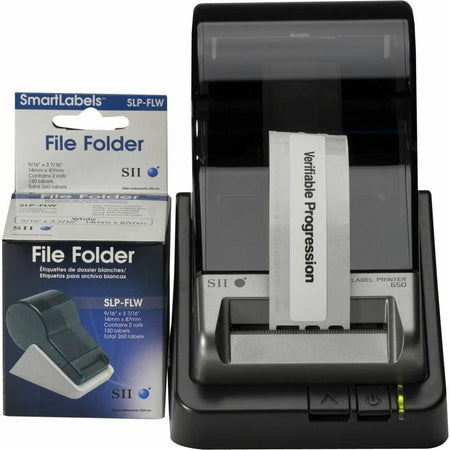 Seiko SLP-FLW File Folder Labels - High-Quality White Paper - 130 Labels/Roll - Label Tapes & Maker