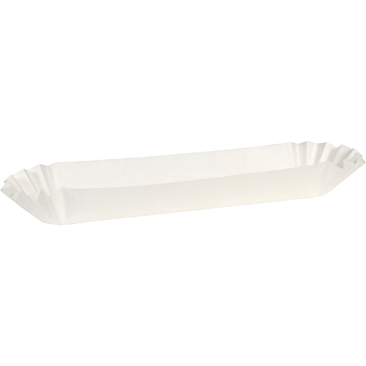 SEPG Hoffmaster 10’’ Fluted Hot Dog Trays White 3000 / Carton Serving Disposable Paper Body (EGS139123) - Food Storage
