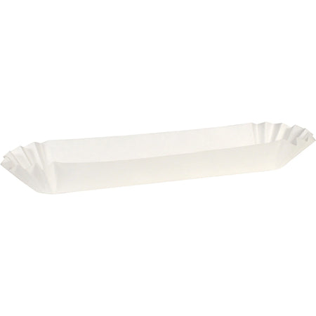SEPG Hoffmaster 10’’ Fluted Hot Dog Trays White 3000 / Carton Serving Disposable Paper Body (EGS139123) - Food Storage
