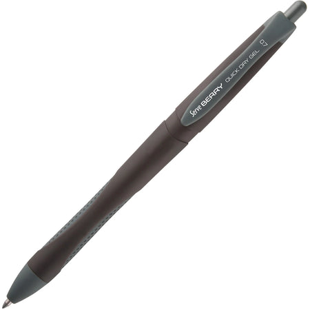 Serve Berry Gel Ink Pen: Quick-Dry 0.7mm Medium Point Retractable - Black - Pens