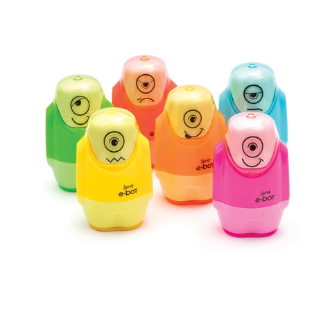 Serve E-Bot Eraser & Sharpener - Multicolor Plastic - 2 Holes - Sharpeners