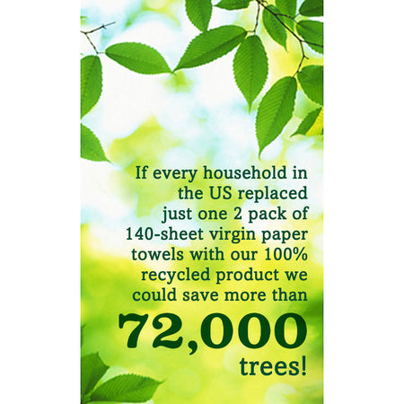 Seventh Generation 100% Recycled Paper Towels - 2 Ply - 11’’ Width x 5.40’’ Length - 140 Sheets/Roll - White - 6 / Pack