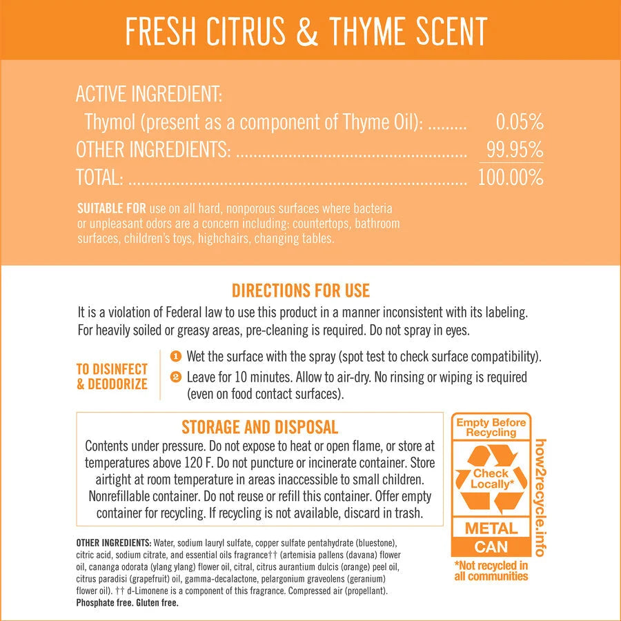 Seventh Generation Disinfectant Cleaner: Day Care Fresh Citrus & Thyme - 13.9 fl oz - Disinfectants