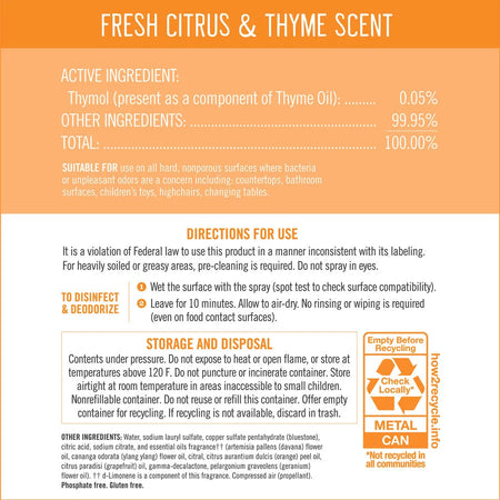 Seventh Generation Disinfectant Cleaner: Day Care Fresh Citrus & Thyme - 13.9 fl oz - Disinfectants