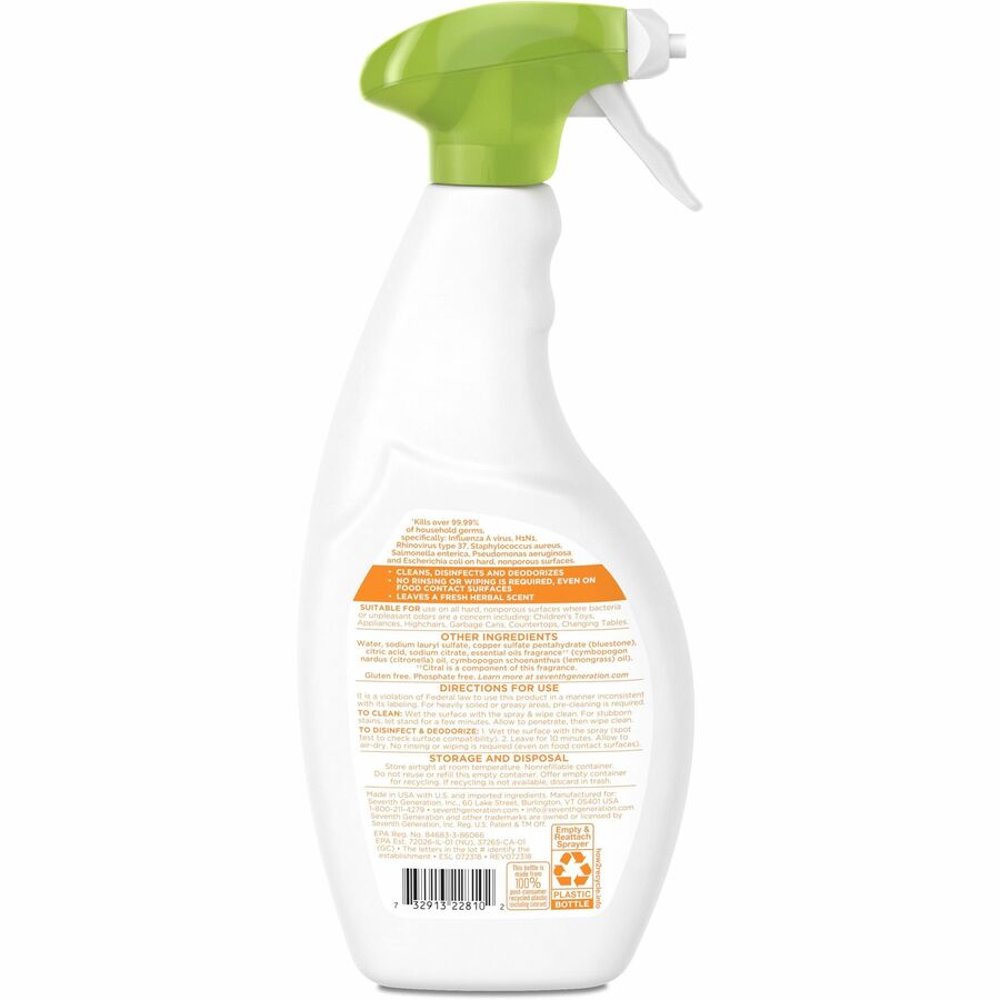 Seventh Generation Disinfecting Multi-Surface Cleaner - Rear