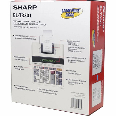 Sharp 12-Digit Thermal Printing Calculator - Fast 8 lps - LCD Display - Calculators
