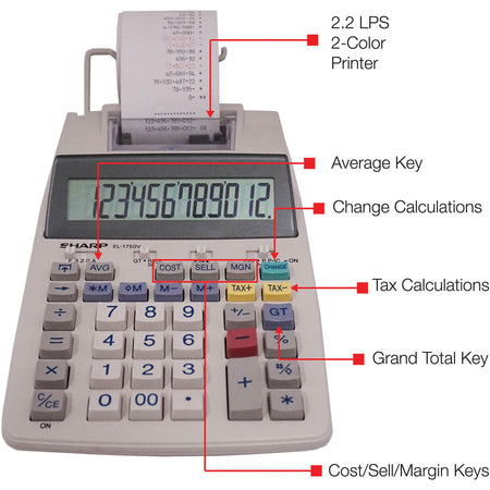 Sharp Calculators EL-1750V Printing Calculator - Alternate-Image4