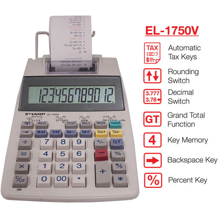 Sharp Calculators EL-1750V Printing Calculator - Alternate-Image3